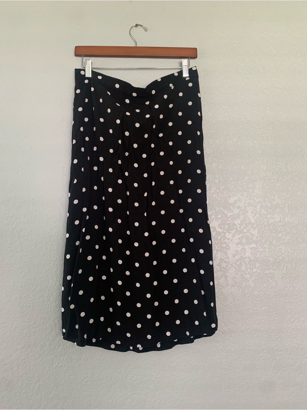 Old Navy Black Midi Skirt with White Polka Dots